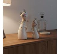 2 Pezzi Coppia di Gattini in Legno Design Semplice Soprammobile Fatto a Mano