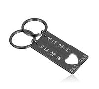 2 pezzi coppie portachiavi abbinati per lui il suo fidanzato fidanzata nome personalizzato portachiavi inciso nome e data cuore puzzle portachiavi portachiavi per San Valentino compleanno matrimonio