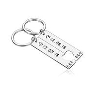 2 pezzi coppie portachiavi abbinati per lui il suo fidanzato fidanzata nome personalizzato portachiavi inciso nome e data cuore puzzle portachiavi portachiavi per San Valentino compleanno matrimonio