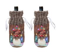 2 Pezzi Copri Bottiglia di Vino di Natale, Copri Bottiglia di Vino di Natale con Luce LED, Sacchetti di Bottiglia di Vino Fatti a Mano con Babbo Natale Pupazzo di Neve Renna
