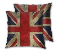 2 Pezzi Copri Cuscini, Vintage Regno Unito Union Jack Flag Bandiera Britannica Federe Stampato Copricuscini Quadrate Federa per Divano, Regalo, Ufficio, 45X45Cm