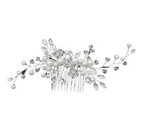 2 pezzi copricapo da sposa perline pettine laterale for capelli donna accessori per Capelli da Sposa(Silver color)