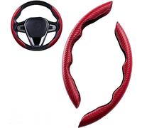 2 Pezzi Coprivolante Auto per Ford Mustang 2015-2020 Mustang GT 2015-2020 Segmentata Fibra Carbonio Antiscivolo Ultraleggero Copri Volante,Accessori Auto.,B-Red