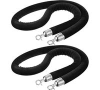2 Pezzi Corda di Velluto Nero per La Chiesa Red Carpet, 4 Piedi 5 Piedi 6 Piedi 8 Piedi Candeliere Corda Linea VIP, Coda di Controllo della Folla Corda per Banca, Hotel, Silver Hook, 1m/3.3ft/39in