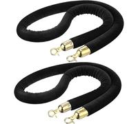 2 Pezzi Corda di Velluto Nero per La Chiesa Red Carpet, 4 Piedi 5 Piedi 6 Piedi 8 Piedi Candeliere Corda Linea VIP, Coda di Controllo della Folla Corda per Banca, Hotel, Gold Hook, 1m/3.3ft/39in