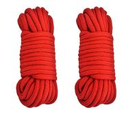 2 pezzi Corda in cotone morbido, Largo 6 mm, Lungo 10 m, Multifunzionale Spesso Corda Intrecciata, per Campeggio, Giardinaggio, Canottaggio, Tiro Alla Fune, Animali Domestici, Arrampicata (Rosso)