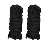 2 Pezzi Corda in Cotone Morbido, Nero Corda in Cotone Morbido, Corda di Cotone Spessa Nero, 10m, per Campeggio, Rimorchio di Guerra, All'aperto Giardino (Nero)