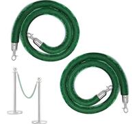 2 Pezzi Corda per Lanugine,Corda per Lanugine,Corda di Stanchion in Velluto,Barriera di Sicurezza in Corda con Ganci Argentati,per Club,Hotel,Banche,Ospedali,Verde(Size:4.9ft/150cm,Color:Verde)