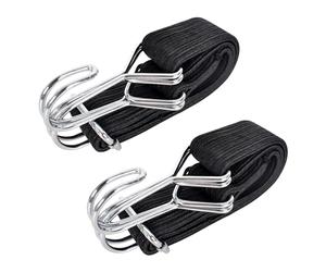 2 Pezzi Corde Elastiche Piatte, 60/100/200cm Corde Elastiche Con Gancio,Cinghie Di Fissaggio Per Bagagli,Cinghie Elastiche Nero Per Biciclette, Campeggio, Auto, Elastici Portapacchi (0.6m)