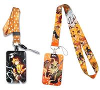 2 pezzi cordino porta badge porta carte Ghost Slayer animato | per carte d'identità, chiavi, ufficio, scuola, trasporto (Agatsuma Zenitsu)