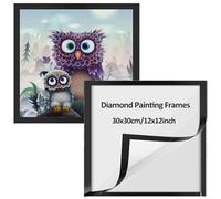 2 Pezzi Cornice per Pittura a Diamante, Cornice Magnetica per Pittura con Diamante 5D, Cornici per Diamond Painting 25 x 25 cm Diamond Painting Frames per Decorazione da Parete di Casa, Colore Nero