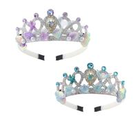 2 Pezzi Corona da Principessa Tiara a Tema Sirena Diadema Principessa con Squame di Pesce Conchiglia di Perla per Feste a Tema Giochi di Ruolo Accessori per Foto