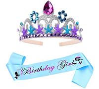 2 Pezzi Corona da Sirena Gioielli per Bambini Set, Diadema Principessa,Accessori per Vestire la Sirena Set,per Feste per Bambini, Cosplay, Ragazze, Feste di Compleanno（d'Argento）