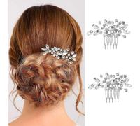 2 Pezzi Coroncina Sposa, Pettinini Strass, Fermaglio Capelli Donna Elegante, Pet