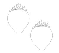 2 Pezzi Corone Tiara Da Principessa a Forma Di Cuore, Accessori per Copricapo, 11*3cm, Lega