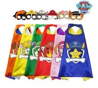 2 pezzi Costume Paw Patrol Maschera per gli occhi Mantello Mantella a doppio strato Ryder Chase Super Hero Cape, adatto per compleanno, Natale, Ognissanti, laurea e decorazione per il ritorno a scuola