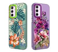2 Pezzi Cover per Samsung Galaxy A16 5G/ 4G, Disegni Arancio fiorito floreale Fioreale Aesthetic Custodia Protezione Fotocamera Silicone TPU Morbida Antiurto Cellulare Case per Donne, verde +viola