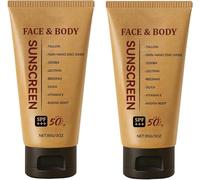 2 Pezzi Crema Solare Mineral Tallow Spf 50, Crema Solare Naturale Al Sego Minerale E Ossido Di Zinco, Formula Biologica Non Grassa per Viso E Corpo, Resistente All'acqua