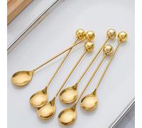 2 pezzi Cucchiai decorativi con perline dorate/argentate, cucchiaini da caffè, cucchiaini per torte/spuntino Tagli Unica,4 pezziAcciaio inossidabile