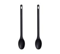 2 Pezzi Cucchiai Lunghi in Silicone Antiaderenti Resistenti al Calore Cucchiaio da Insalata a Manico Lungo per Cucina Cottura Cottura Mescolando Strumenti di Miscelazione 30 x 4,8cm (Nero)