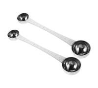 2 Pezzi Cucchiaino da Caffè a Doppia Testa in Acciaio Inox Scala | Misurazione Versatile, Manico lungo Barattoli Profondi, Segni Incisi Visibili, per Caffè Macinato e Polveri