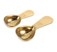 2 Pezzi Cucchiaino da Caffè in Acciaio Inox Oro Scala, Manico Corto | Finitura Specchiata Resistente All'usura, Forma Tonda, per Chicchi, Zucchero, Spezie e Preparazione del Tè