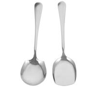 2 Pezzi Cucchiaio da Portata in Acciaio Inox, per Famiglie e Feste | Design Classico, Finitura Argento, per Servire Insalata e Frutta, Non Si Deforma Facilmente
