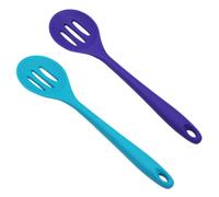 2 Pezzi Cucchiaio Forato in Silicone da Cucina Manico | Scolatura e Raccolta di Verdure e Fritti, Foro per Appendere, Facile da Riporre in Casa Colore Casuale