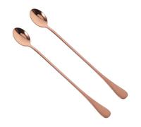 2 Pezzi Cucchiaio in Acciaio Inossidabile a Manico lungo Caffè e Bevande | Finitura Lucida, Design Moderno Dorato, Presa Confortevole, Uso Versatile per Bar, Tazze Alte e Servizio Caffè