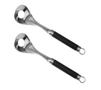 2 Pezzi Cucchiaio per Polpette in Acciaio Inox Manico, Argento | Formazione Polpette, Foro per Appenderlo, Uso in Cucina per Zuppa e Hotpot, Struttura Salvaspazio