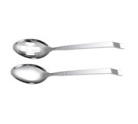 2 Pezzi Cucchiaione da Portata, Semplice ed Elegante | Finitura Argento Lucida, Bordi Lisci e Impugnatura Comoda, Lavabile in Lavastoviglie, per Pasta e Insalate