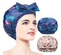 2 Pezzi Cuffia Doccia, Riutilizzabile & Extra Large, Regolabili e a Doppio Strato & Impermeabili, con nodo a Fiocco, Per Donna, Esterno Impermeabile e Fodera In Eva, Per Doccia, Spa, Trucco