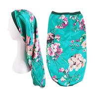 2 Pezzi Cuffia per Dormire Cofano Lungo in Raso Cofano in Seta per Dormire Notte Cappello per Dormire Cofano in Seta Cuffia per Dormire Copricapi Fascia Elastica per Donne e Ragazze (Nero, Verde)