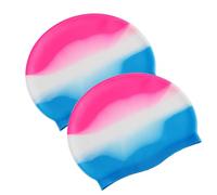 2 Pezzi Cuffia Piscina Unisex, Cuffia Impermeabile Donna Ragazza, Cuffie Nuoto Bambini, Cappello Bagno Silicone Capelli Lunghi, per Non Bagnare i Capelli In Piscina (Colorato)