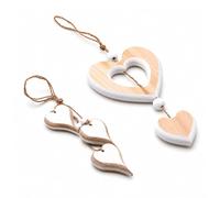 2 Pezzi Cuori di Legno da Appendere,Pendenti Cuori Legno per Finestre,HMCEY Ciondolo Cuore da Appendere,Decorazioni per Finestre Matrimonio,Ciondolo Decorativo Casa per Artigianato, San Valentino