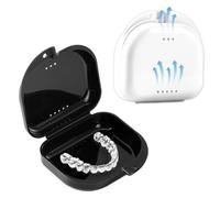2 Pezzi Cura Dental Box Portaprotesi In Plastica,Custodia per Protezione Gengivale,Per Dentiera, Custodia Bite Dentale, Apparecchio Denti, Ortodonzia, Paradenti(Nero + Bianco)