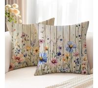 2 Pezzi Cuscini per Divano Orchidea Cuscino 60 x 60 Fiore Federe Cuscini Divano Decorazioni in Lino con Cerniera Invisibile, Doppia Faccia Quadrato Federa Cuscino per Mobili da Giardino Esterni H1-328