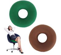 2 Pezzi Cuscino rotondo ortopedico gonfiabile,ciambellaantidecubito,Cuscino rotondo ortopedico gonfiabile cuscino antidecubito,ciambellaantidecubito,Morbido con pompa,Emorroidi, Verde + Marrone