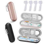 2 Pezzi Custodia da Viaggio per Spazzolino Elettrico con 4 Pezzi Tappi per Spazzolino da Denti, Porta per Spazzolini Elettrico, Custodia Portatile per Viaggi d'Affari