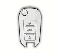 2 Pezzi,Custodia per Chiave Auto in TPU compatibile con Peug eot 2008/3008/208/308/508/Rifter, Citroen Cactus/Berlingo/Picasso/Xsara/Jumpy/C3/C4，bianco-argento