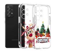2 Pezzi Custodia per Samsung Galaxy A53 5G in Silicone con Elementi Natalizi, MoEvn Morbida Trasparente Sottile Antiurto Custodia Natalizia Resistente ai Graffi per Samsung A53, Albero di Natale +
