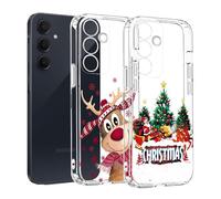 2 Pezzi Custodia per Samsung Galaxy A55 5G in Silicone con Elementi Natalizi, MoEvn Morbida Trasparente Sottile Antiurto Custodia Natalizia Antigraffio per Samsung A55, Albero di Natale + Renna