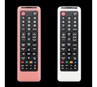 [2 pezzi] Custodia per telecomando Samsung TV, cover per telecomando Samsung per Smart TV, universale, in silicone, con cordino che si illumina al buio, rosa e bianco