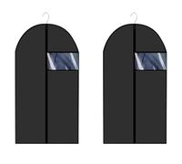 2 Pezzi Custodia Porta Abiti, Copri Abiti Nero Antipolvere 60x100cm, Copri Vestiti con Finestra Trasparente e Cerniera, Copertura Abiti Impermeabile per Vestito Camicia Cappotto Giacca Armadio