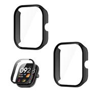 2 Pezzi Custodia Rigida Cover, con Vetro Temperato per Xiaomi Redmi Watch 4, Protezione Completa PC e Vetro HD, Case Anti-Graffio Pellicola Protettiva, Facile da Installare, 360° di Protezione, Nero