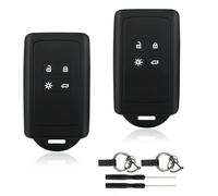 2 Pezzi Custodie in Silicone Morbido Nero per Chiavi Auto, Compatibili con Renault - Protezione Anti-Caduta, Impermeabile, Antigraffio - per Clio, Espace 5, Master Bus, Talisman, con Portachiavi