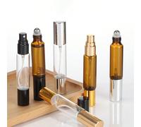 2 pezzi da 10ml Flaconi spray da profumo a doppio uso con rotella - in vetro trasparente, ricaricabili, portatili e facili da usare, essenziali per viaggi e ufficio, include flaconi per acqua di colon