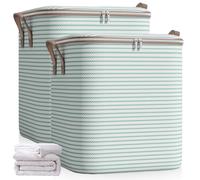 2 pezzi da 180 l grande contenitore con coperchio per vestiti e trapunte, tasche portaoggetti con chiusura lampo, portaoggetti pieghevole per piumoni (70 x 50 cm)