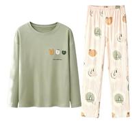 2 pezzi da donna per pigiama set girocollo pullover donna biancheria da | Pigiama morbido a maniche lunghe con tasche pigiama pantaloni pigiama comodo da donna set lounge stampa set per le donne