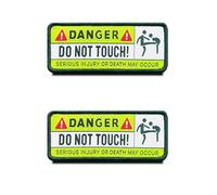 2 pezzi "Danger: Do Not Touch" divertente da lavorare, toppe tattiche morali ricamate appliques emblema compatibile con velcro per vestiti, zaino, uniforme, gilet per cani e motociclisti
